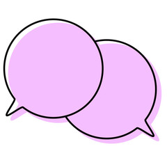 シンプルな線がずれた吹き出し　重なる会話