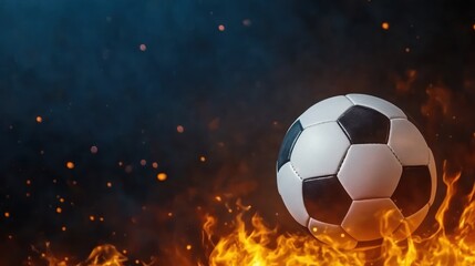 Naklejka premium Soccer ball on fire with smoke and sparks