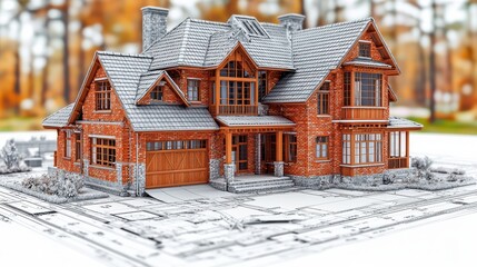Majestic Wooden Cabin Nestled in Snowy Woodland Landscape  Cozy and charming log home surrounded by towering trees a picturesque winter retreat in the countryside