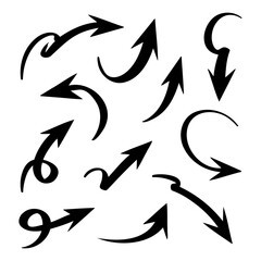 Collection of Hand-Drawn Arrows Pointing in Various Directions