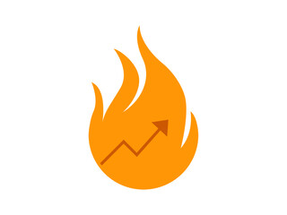 Trending icon. Fire icon. Arrow icon. Online shop icon and symbol. Commerce sign icon. Simple flat vector icon