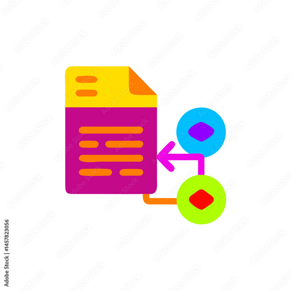 Poster colorful document icon with network connection symbols