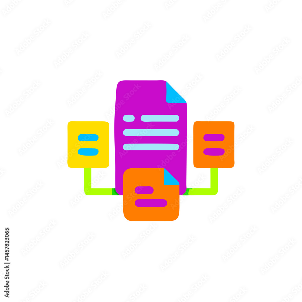 Poster colorful document flow graphic representation for data organization