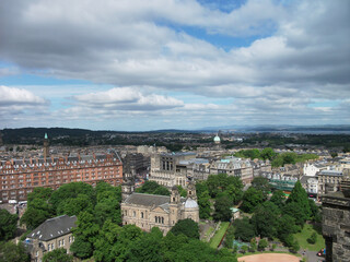 Fototapeta premium Aerial view of the historical center near Edinburgh Castle. Edinburgh. Scotland