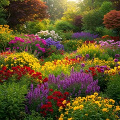 Obraz premium Vibrant Flower Garden in Sunlight