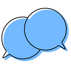 シンプルな線がずれた吹き出し　重なる会話