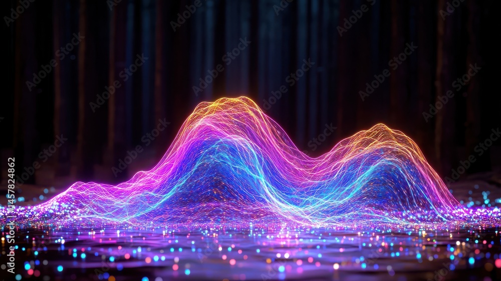 Aufkleber dynamic energy waves futuristic digital landscape 3d visualization hyperrealistic environment gigapi