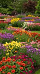 Obraz premium Vibrant Colorful Flower Garden in Full Bloom