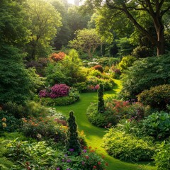 Obraz premium Vibrant Colorful Garden Landscape in Sunlight
