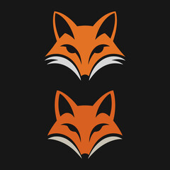 Obraz premium Twin Stylized Orange Fox Head Logos with Black and White Accents