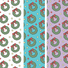 Winter Christmas wreath sketchy icons design