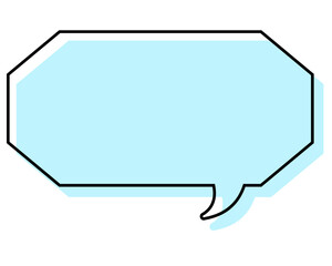 シンプルな線がずれた吹き出し　細長い八角形