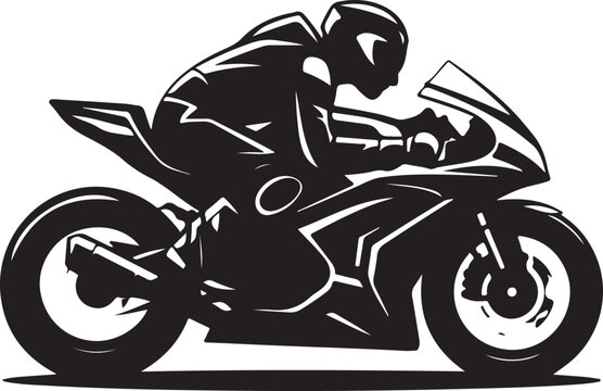 black and white motorcycle racer silhouette clip art preview