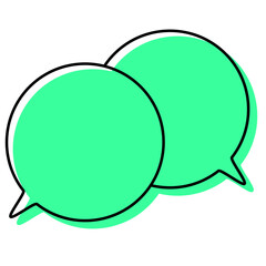 シンプルな線がずれた吹き出し　重なる会話