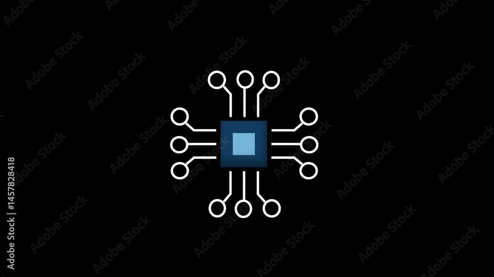 Aufkleber Abstract Digital Microchip Circuitry Animation Loop