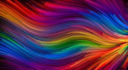 Vibrant Abstract Painting Swirling Rainbow Hues and Dynamic Energy