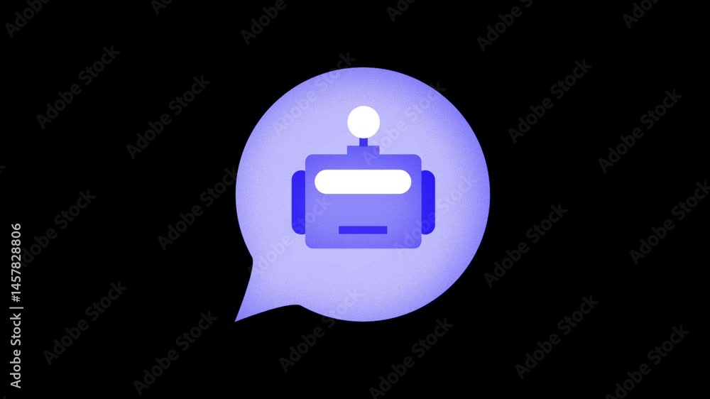 Aufkleber Animated Chatbot Icon Transitioning in Speech Bubble