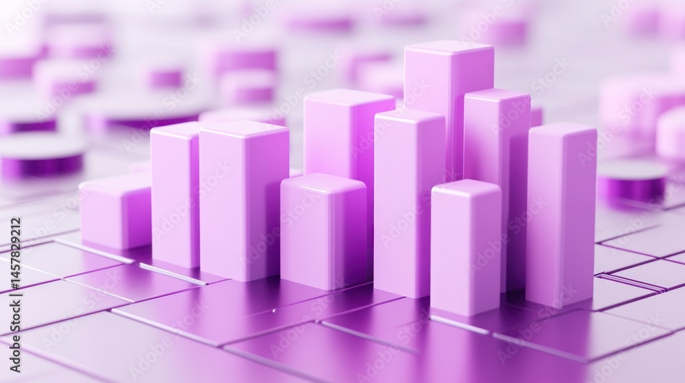 Poster 3d pink bar graph data visualization