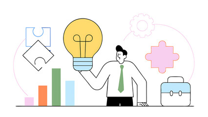 difference idea innovation discover opportunity to success creativity or passion to improve career wisdom or smart discovery concept businessman discover bright lightbulb from difference others 060525