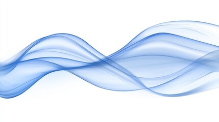 Abstract Blue Waves on White Background