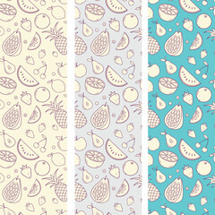 Color stylized fruit background. Outlines vector illustration