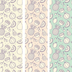 Color stylized fruit background. Outlines vector illustration