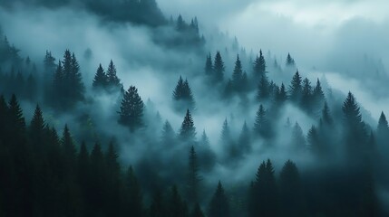 Misty Mountain Forest Landscape. (14)