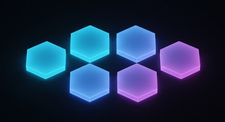 Glowing Hexagon Arrangement on Dark Background