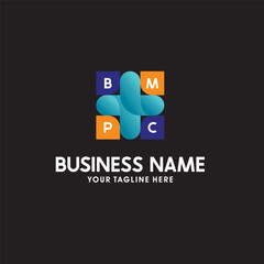 Medical & Pharmacy vector logo using letters B, M, P and C