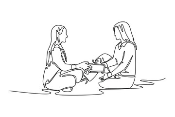 Mothers day concept. Single line draw design. Vector graphic illustration