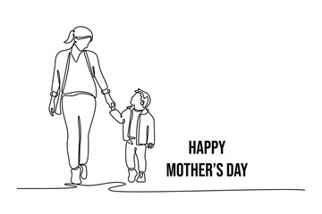 Mothers day concept. Single line draw design. Vector graphic illustration