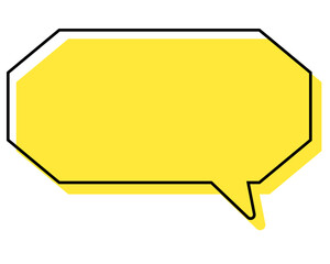 シンプルな線がずれた吹き出し　細長い八角形