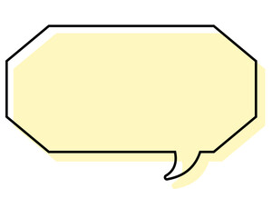 シンプルな線がずれた吹き出し　細長い八角形