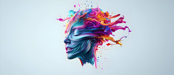 Obraz premium Abstract Colorful Woman Profile Portrait