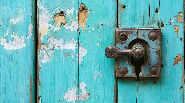 old wooden door with lock - Powered by Adobe