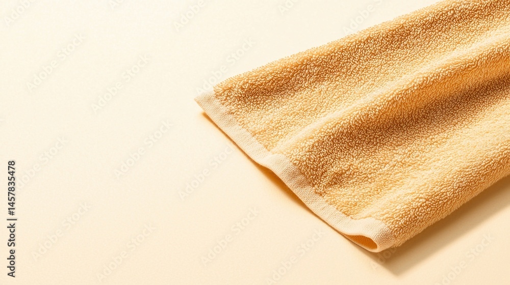 Poster a soft yellow towel is neatly laid on a matching light yellow surface, creating a clean and cozy app