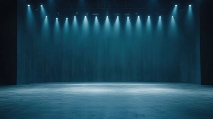 Empty stage with spotlights and smoky atmosphere