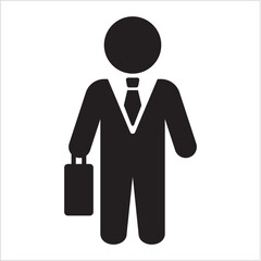 businessman icon. businessman holding briefcase icon. full body avatar. icon symbol suitable for employee, executive, profile, account. vector illustration, 