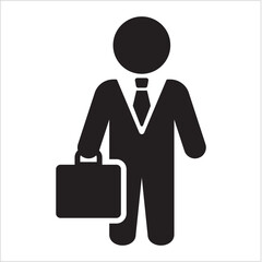 businessman icon. businessman holding briefcase icon. full body avatar. icon symbol suitable for employee, executive, profile, account. vector illustration, 