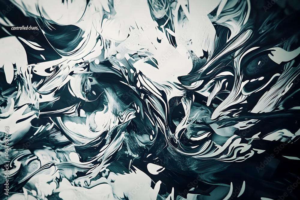 Poster abstract painting design with dark and light color swirls.