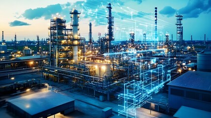 Fototapeta premium oil refinery at night
