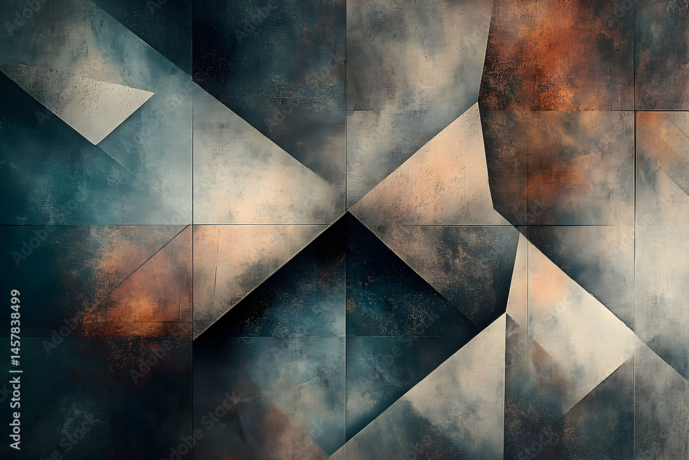 Poster abstract geometric pattern with muted colors and textures.