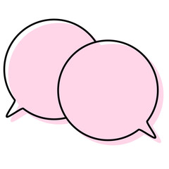 シンプルな線がずれた吹き出し　重なる会話