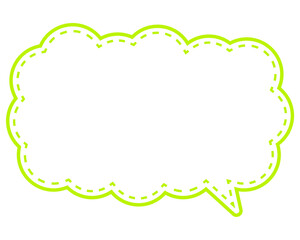 シンプルなカラー線の吹き出し　細長い雲形