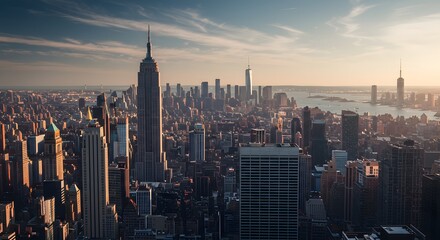 New York City Skyline View at Sunset