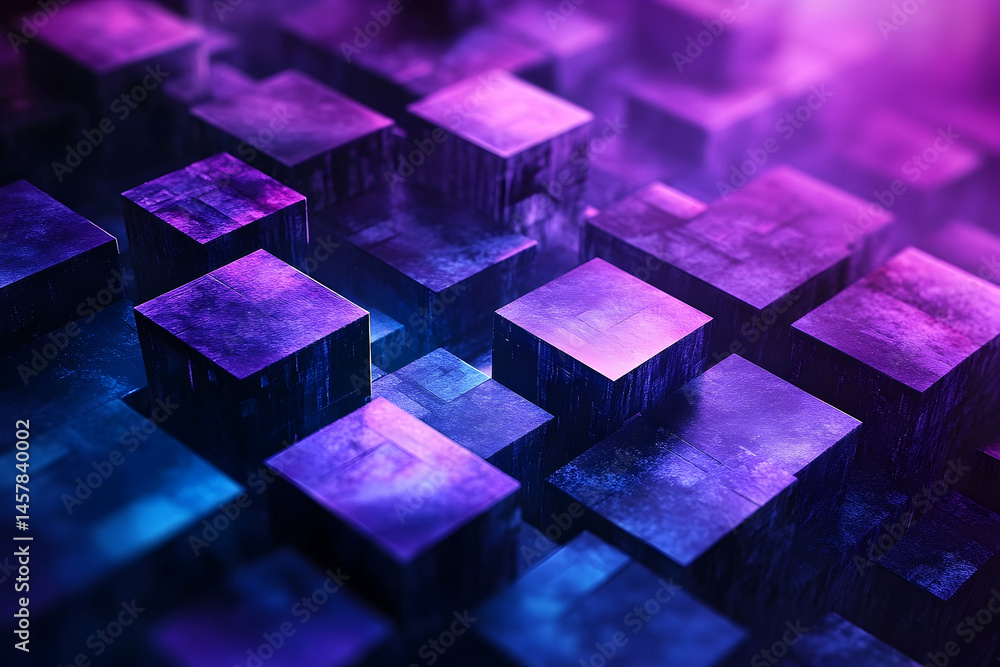 Poster abstract geometric structure of multifaceted cubes.