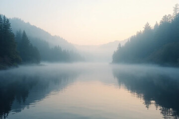 Fototapeta premium misty morning on the river