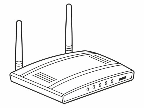 Wireless Router Illustration Outline Technology Concept