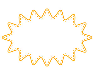 シンプルなカラー線の吹き出し　細長い丸みのあるギザギザした形