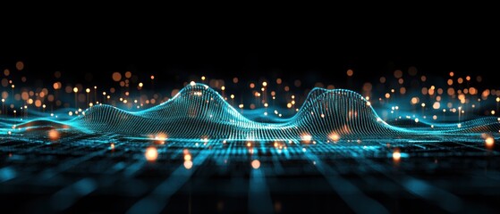 Glowing digital waves abstract technology background